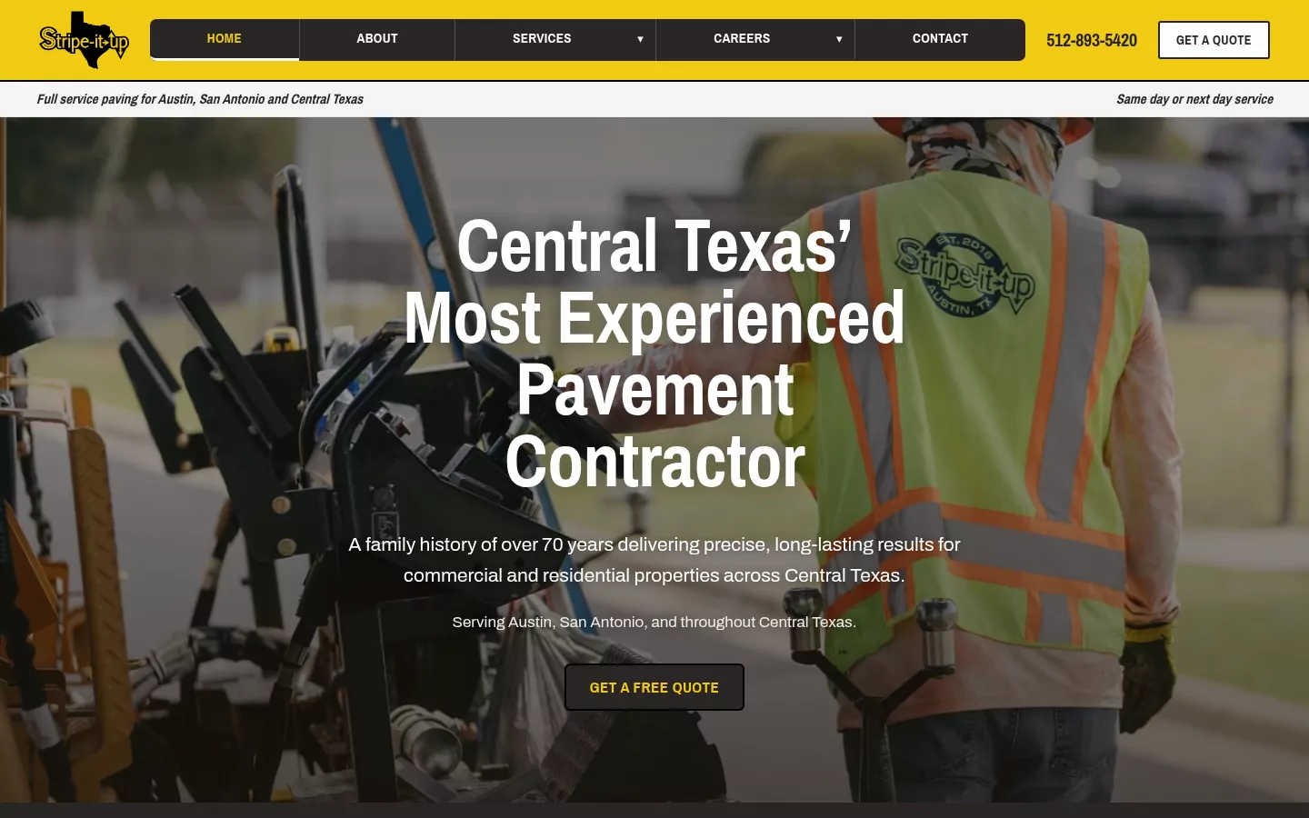 stripe-it-up.com home page: Central Texas’ most experienced pavement contractor